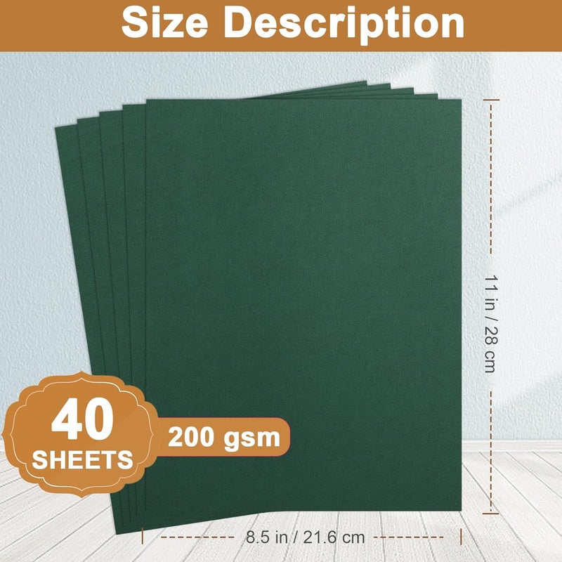 Silunkia 40 Sheets Dark Green Cardstock 8.5 x 11 Crafts Paper, 200gsm/75lb Premium Christmas Green Card Stock for Cards Making, Greeting Cards, School, Menus, Birthday Decorations, Office - Image 2